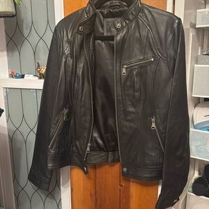 NWT genuine black leather jacket Marc New York sz L